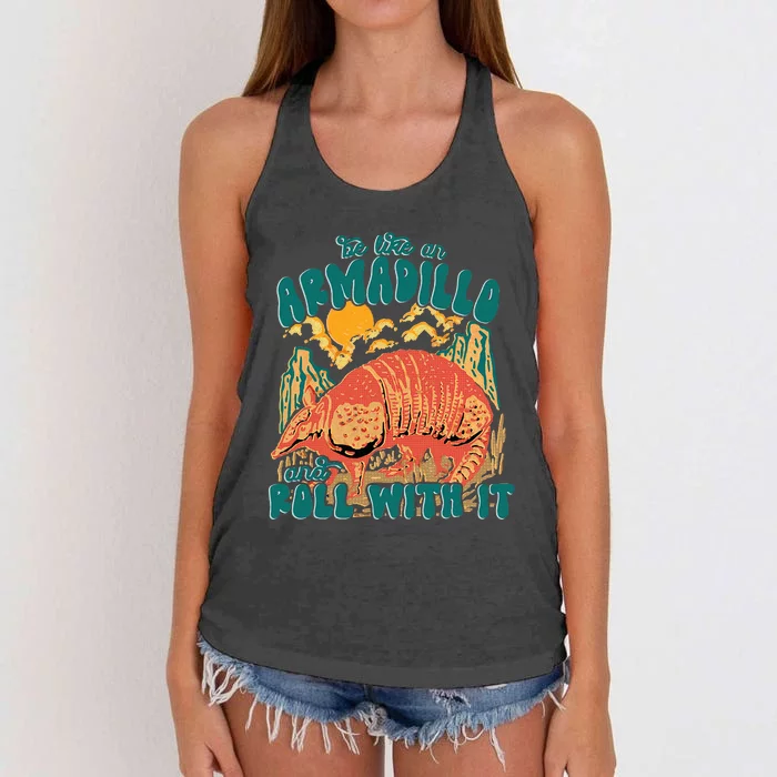 Be Like An Armadillo And Roll With It Women's Knotted Racerback Tank