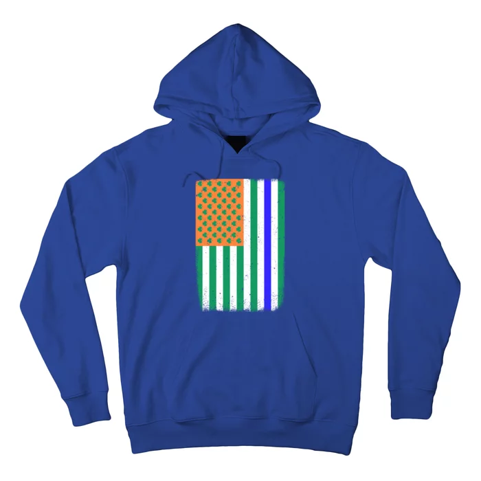 Blue Line American Irish Flag St Patrick's Day Police And Cop Great Gift Hoodie