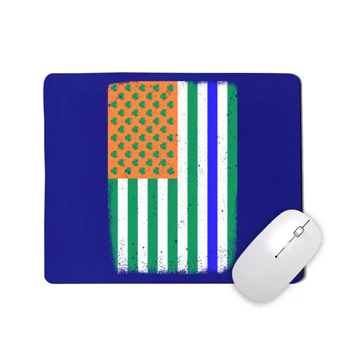 Blue Line American Irish Flag St Patrick's Day Police And Cop Great Gift Mousepad