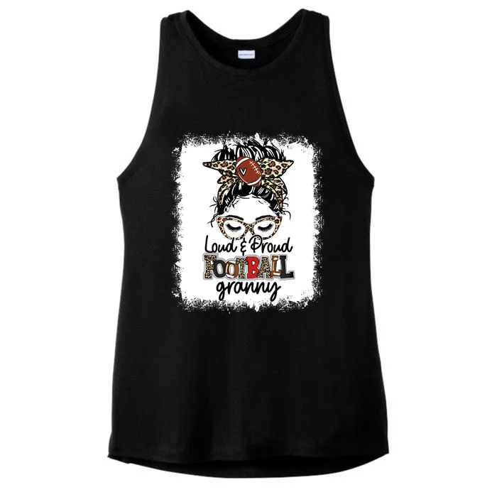 Bleached Loud And Proud Football Granny Messy Bun Game Day Gift Ladies Tri-Blend Wicking Tank