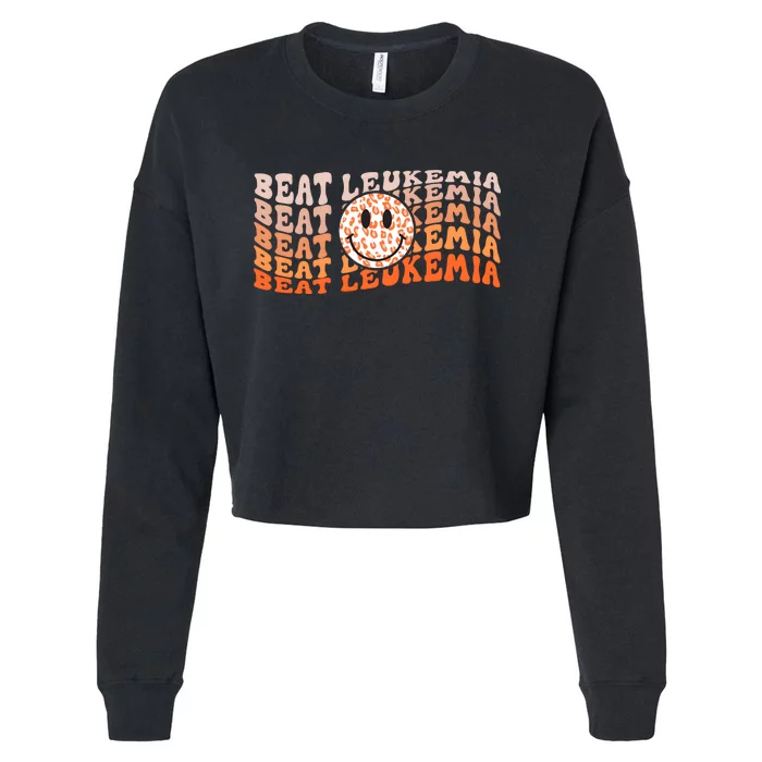 Beat Leukemia Awareness Leukemia Ribbon Cropped Pullover Crew