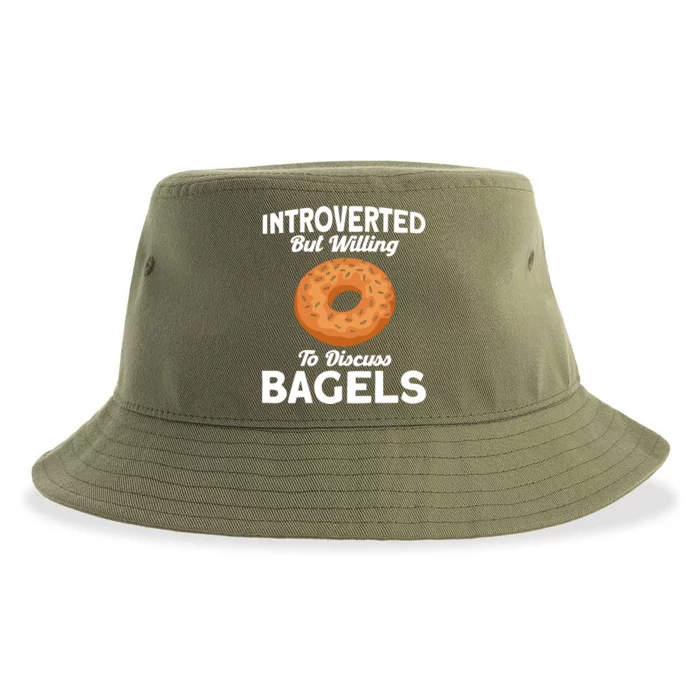 Bagel Lover Art Introverted But Willing To Discuss Bagels Gift Sustainable Bucket Hat