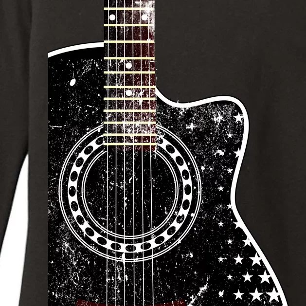 Black Acoustic Guitar Grunge Womens CVC Long Sleeve Shirt