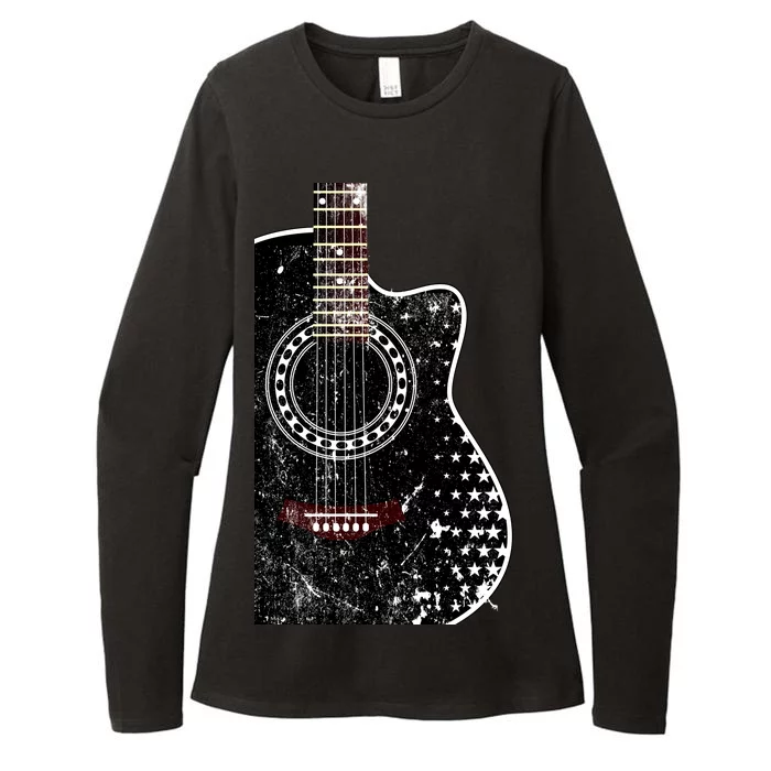 Black Acoustic Guitar Grunge Womens CVC Long Sleeve Shirt