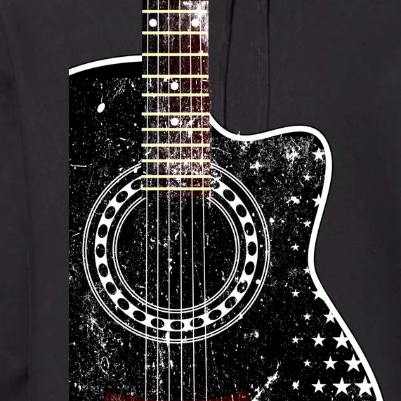 Black Acoustic Guitar Grunge Premium Hoodie