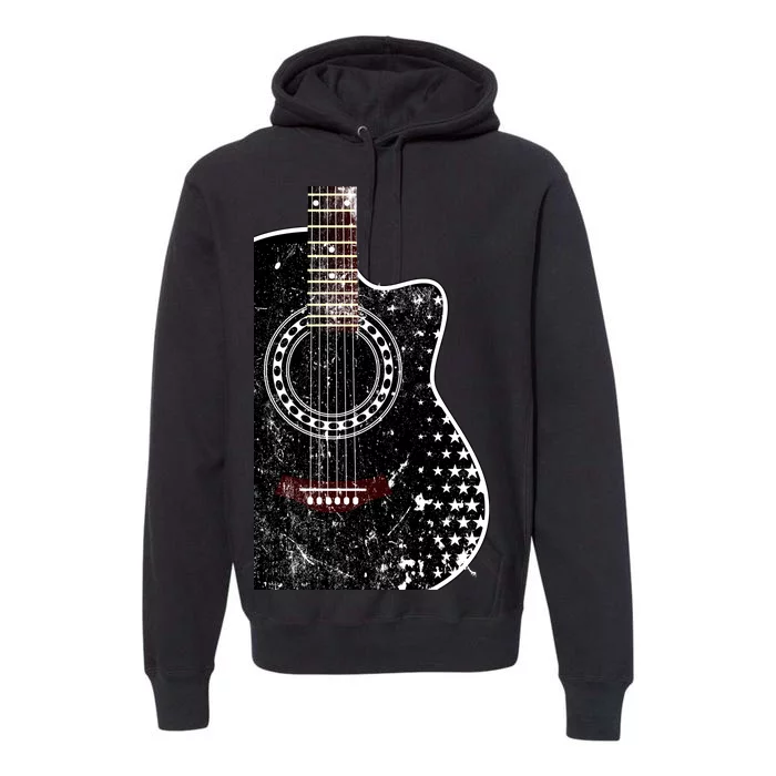 Black Acoustic Guitar Grunge Premium Hoodie