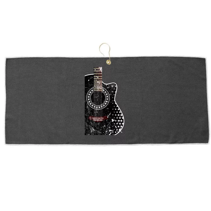 Black Acoustic Guitar Grunge Large Microfiber Waffle Golf Towel