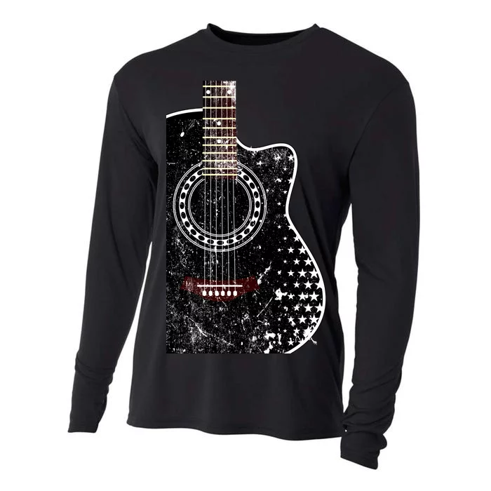 Black Acoustic Guitar Grunge Cooling Performance Long Sleeve Crew