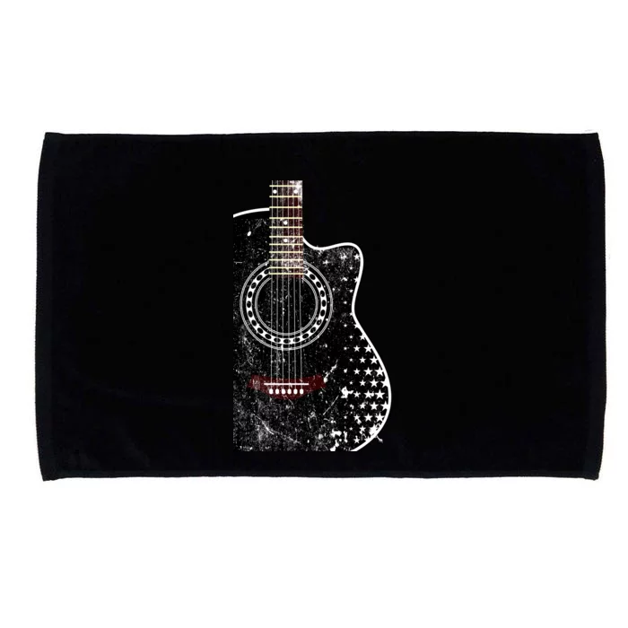 Black Acoustic Guitar Grunge Microfiber Hand Towel