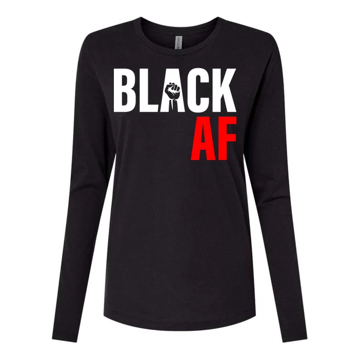 Black AF Fist Logo Womens Cotton Relaxed Long Sleeve T-Shirt