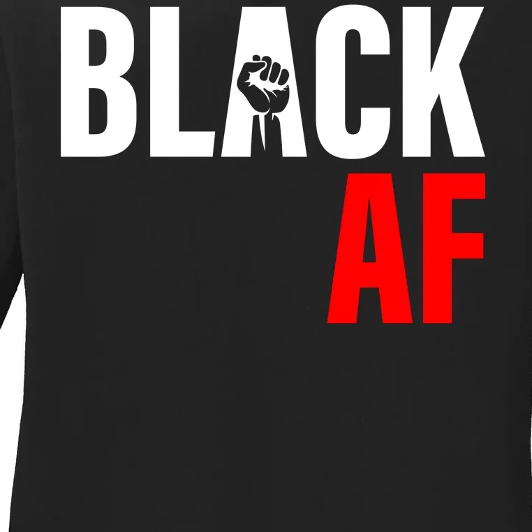 Black AF Fist Logo Ladies Long Sleeve Shirt