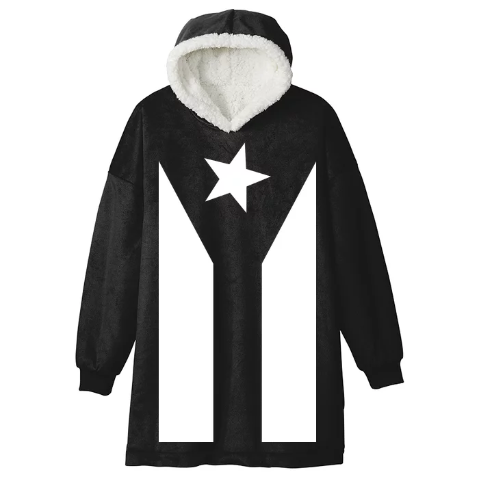 Black Boricua Flag Protest Hooded Wearable Blanket