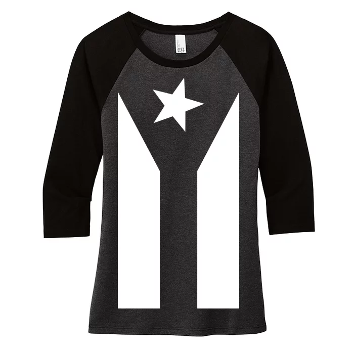 Black Boricua Flag Protest Women's Tri-Blend 3/4-Sleeve Raglan Shirt