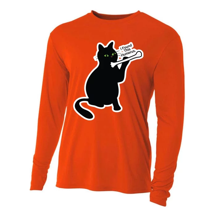 Black Cat I Found This Humerus Funny Cooling Performance Long Sleeve Crew