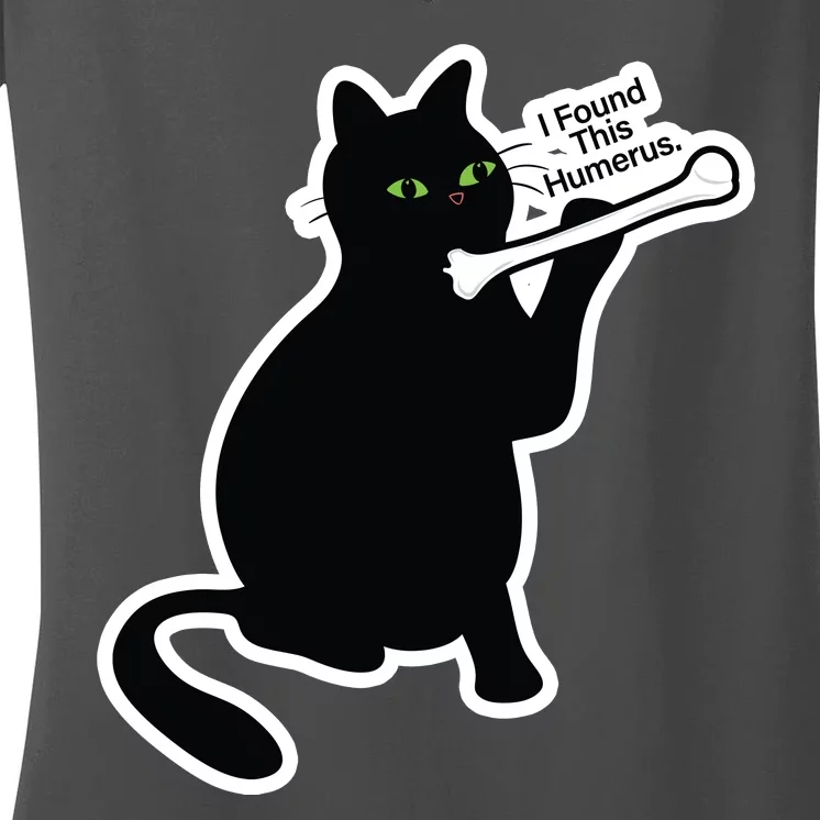 Black Cat I Found This Humerus Funny Women's V-Neck T-Shirt