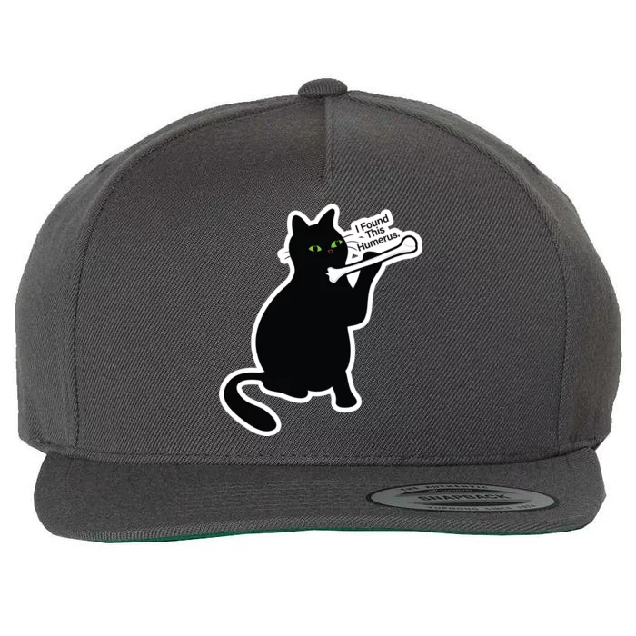 Black Cat I Found This Humerus Funny Wool Snapback Cap