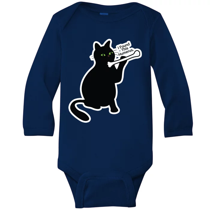 Black Cat I Found This Humerus Funny Baby Long Sleeve Bodysuit