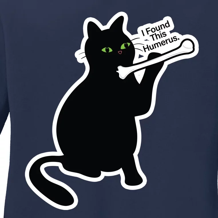 Black Cat I Found This Humerus Funny Ladies Long Sleeve Shirt