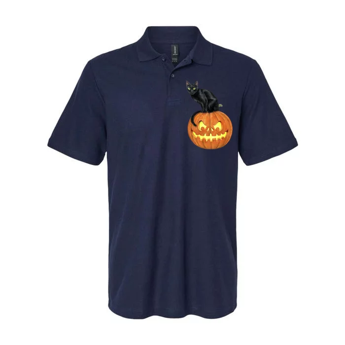 Black Cat Jack O' Lantern Pumpkin Softstyle Adult Sport Polo