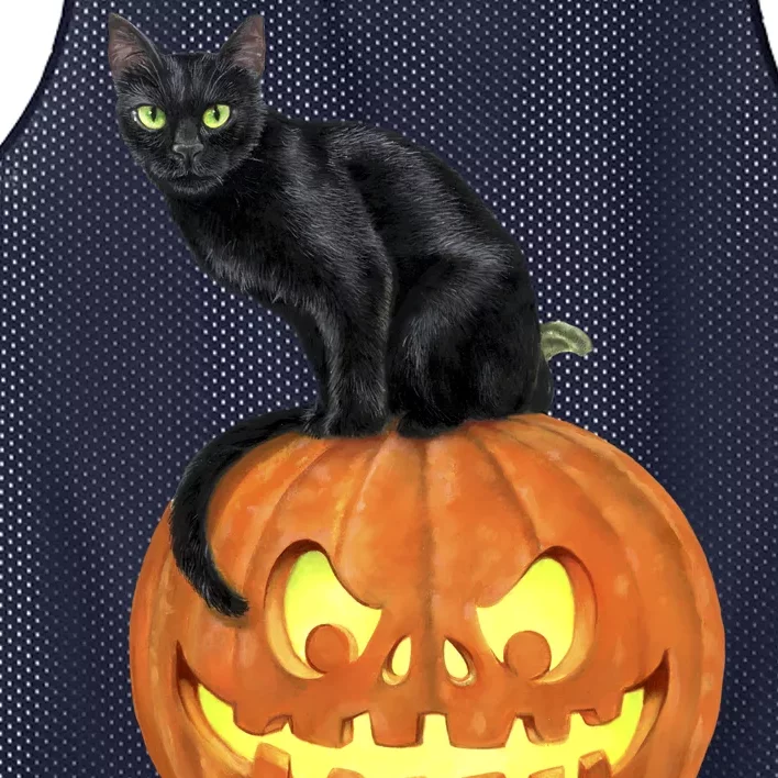 Black Cat Jack O' Lantern Pumpkin Mesh Reversible Basketball Jersey Tank