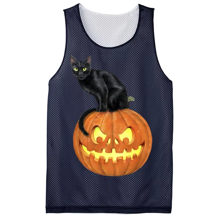 Black Cat Jack O' Lantern Pumpkin Mesh Reversible Basketball Jersey Tank