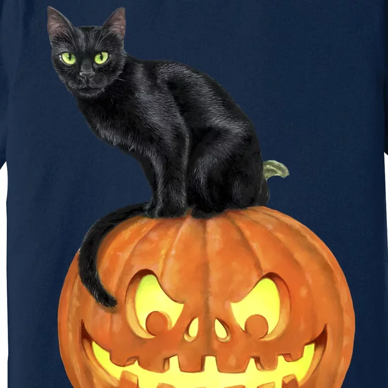 Black Cat Jack O' Lantern Pumpkin Premium T-Shirt