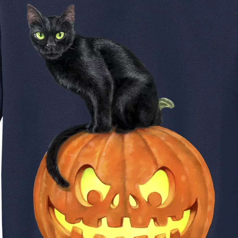 Black Cat Jack O' Lantern Pumpkin Tall Sweatshirt