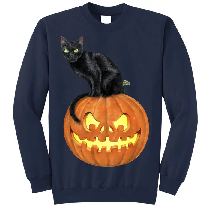 Black Cat Jack O' Lantern Pumpkin Tall Sweatshirt