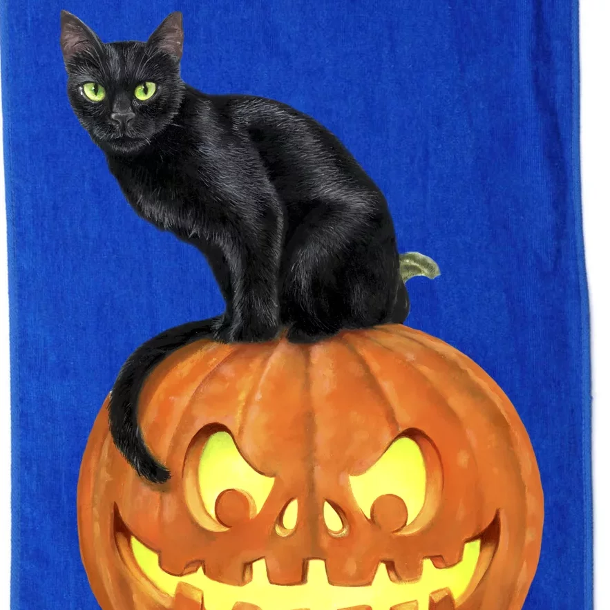 Black Cat Jack O' Lantern Pumpkin Platinum Collection Golf Towel