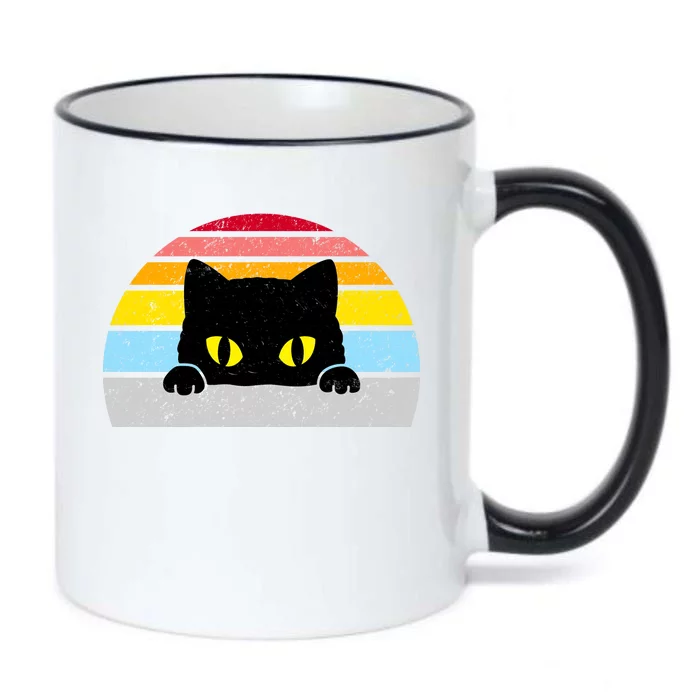 Black Cat Peaking Vintage Black Color Changing Mug