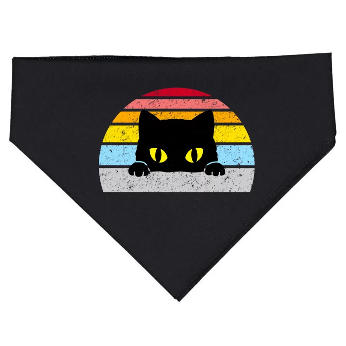 Black Cat Peaking Vintage USA-Made Doggie Bandana