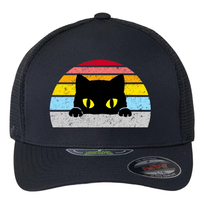 Black Cat Peaking Vintage Flexfit Unipanel Trucker Cap