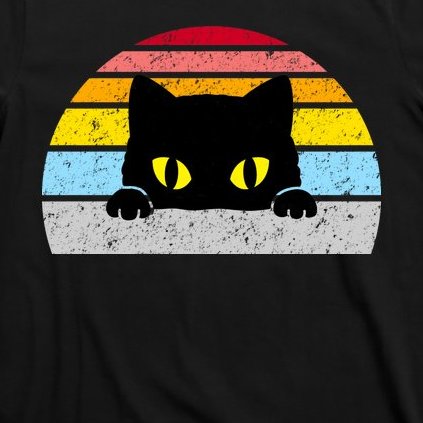 Black Cat Peaking Vintage T-Shirt