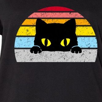 Black Cat Peaking Vintage Women's V-Neck Plus Size T-Shirt