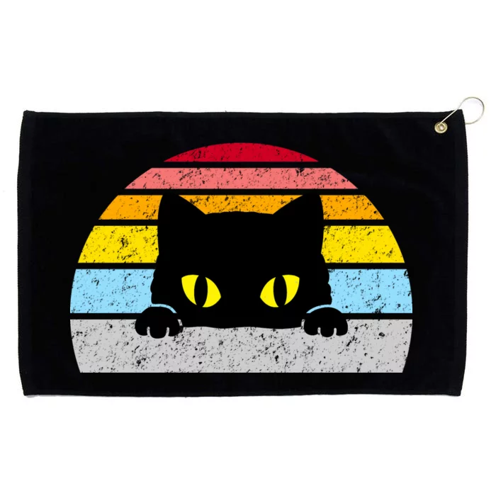 Black Cat Peaking Vintage Grommeted Golf Towel