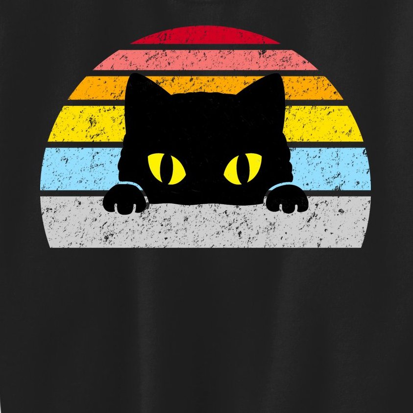 Black Cat Peaking Vintage Kids Sweatshirt