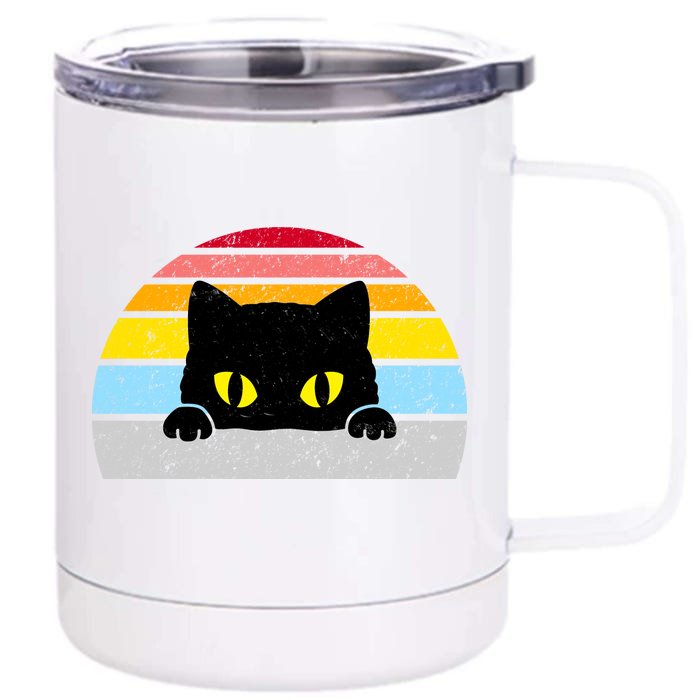 Black Cat Peaking Vintage Front & Back 12oz Stainless Steel Tumbler Cup