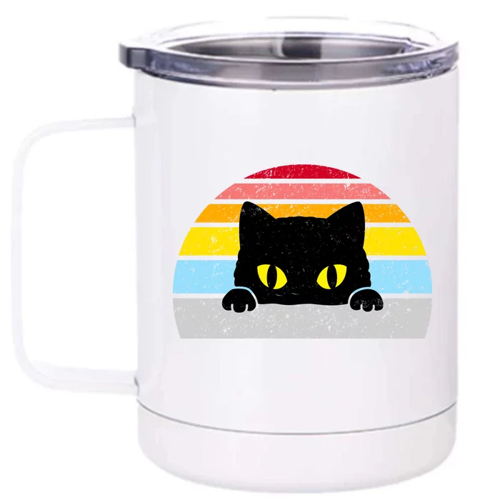 Black Cat Peaking Vintage Front & Back 12oz Stainless Steel Tumbler Cup