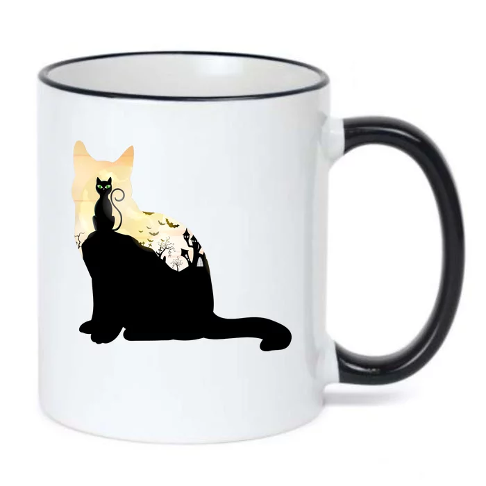 Black Cat Spooky Town Black Color Changing Mug