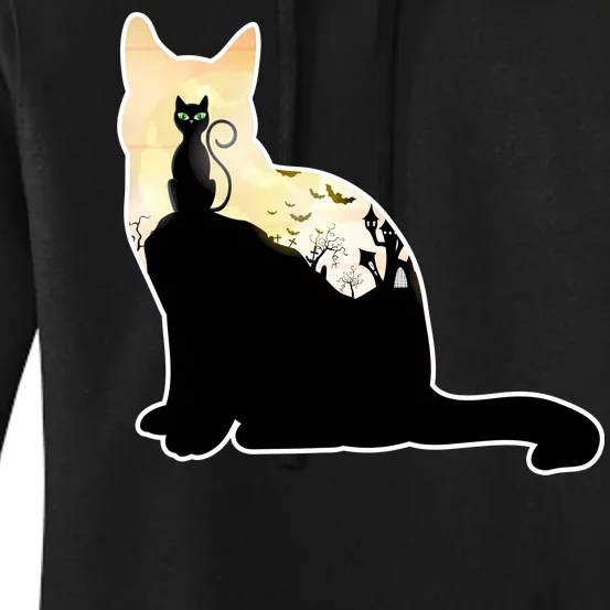 Black Cat Spooky Town Women's Pullover Hoodie