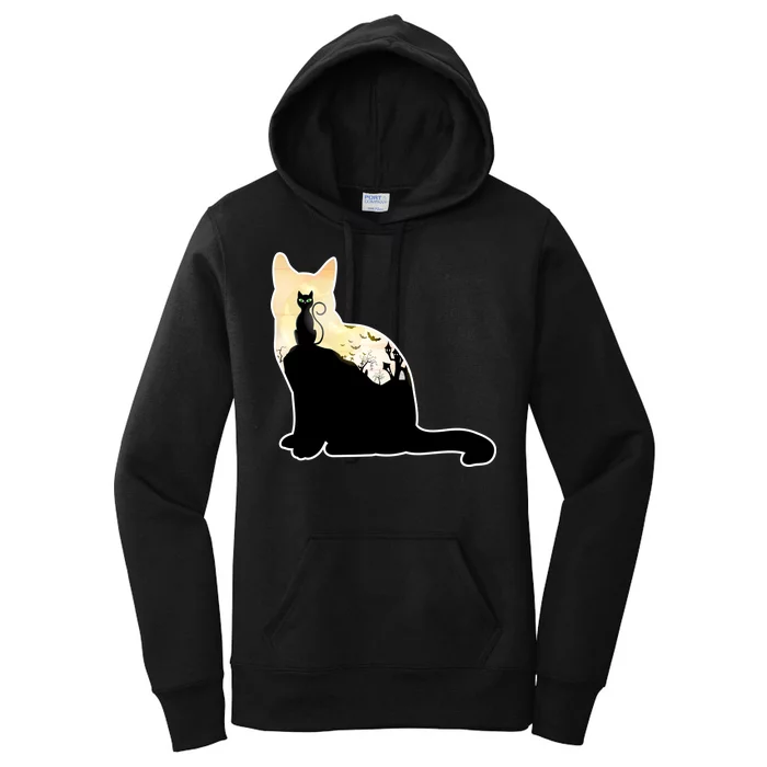 Black Cat Spooky Town Women's Pullover Hoodie