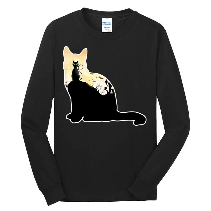 Black Cat Spooky Town Tall Long Sleeve T-Shirt