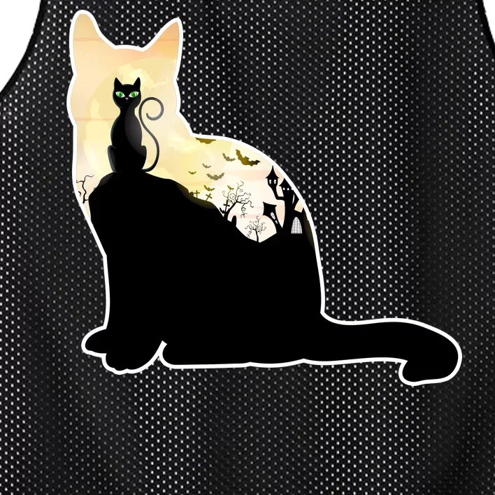 Black Cat Spooky Town Mesh Reversible Basketball Jersey Tank