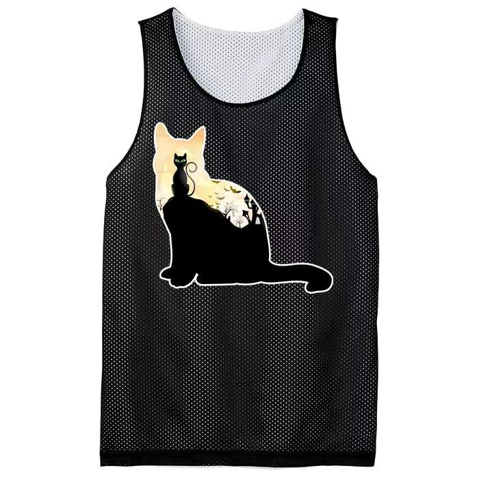 Black Cat Spooky Town Mesh Reversible Basketball Jersey Tank