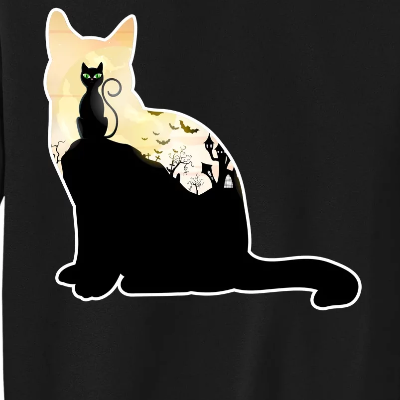 Black Cat Spooky Town Tall Sweatshirt