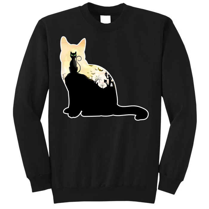 Black Cat Spooky Town Tall Sweatshirt