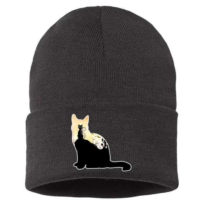 Black Cat Spooky Town Sustainable Knit Beanie