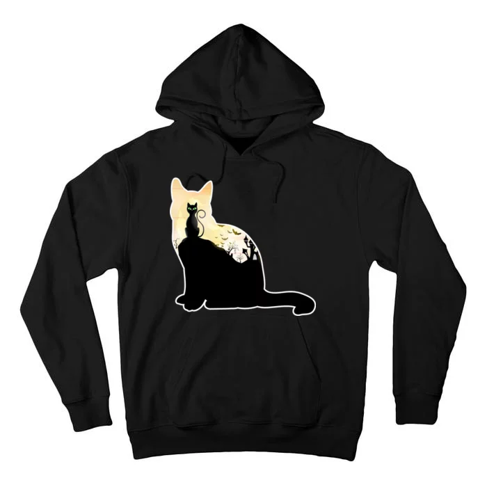 Black Cat Spooky Town Tall Hoodie