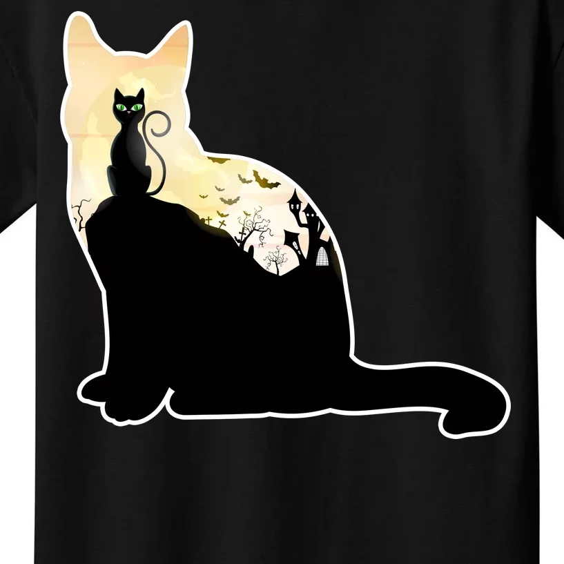 Black Cat Spooky Town Kids T-Shirt