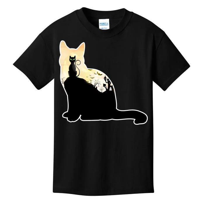 Black Cat Spooky Town Kids T-Shirt